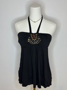 Victoria's Secret Black Embellished Halter Camisole